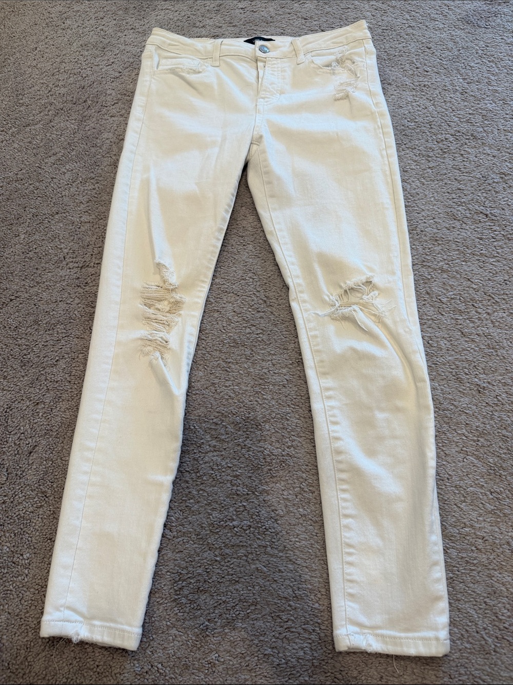 White Distressed Skinny Jeans - Women